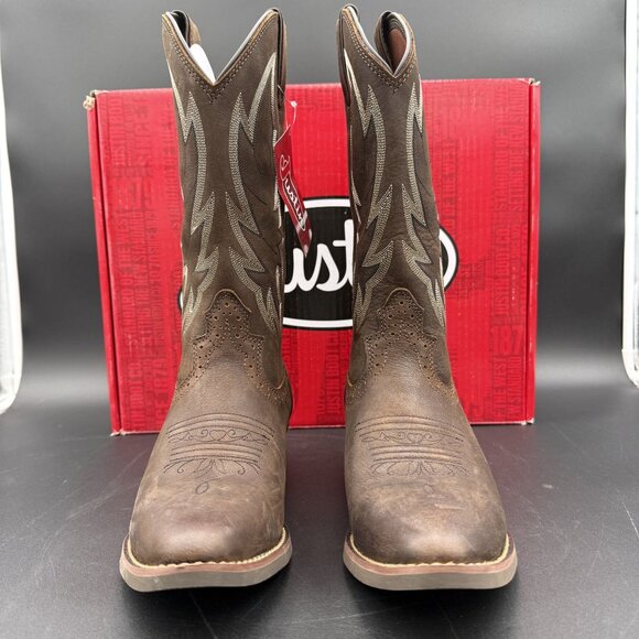 Justin Rosella Western Boots Womens Chocolate 11B Round Toe Embroidered Cowboy - Picture 5 of 16